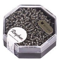 Premium-Rocailles, 2,2 mm ø, mit Silbereinzug, silbergrau, Dose 12g