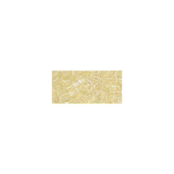 Delica-Rocailles, 2,2mm , transparent Rainbow, Dose, weissopal, 9g