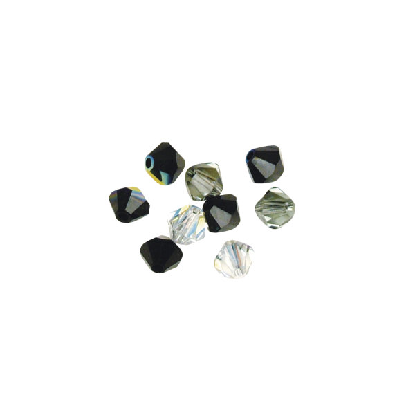 Swarovski Kristall-Schliffperlen, 6 mm, Dose 25 Stück, Schwarz-Weiss-Töne