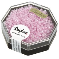 Delica-Rocailles, 1,6mm ø, transparent Rainbow, Dose, rosé, 8g