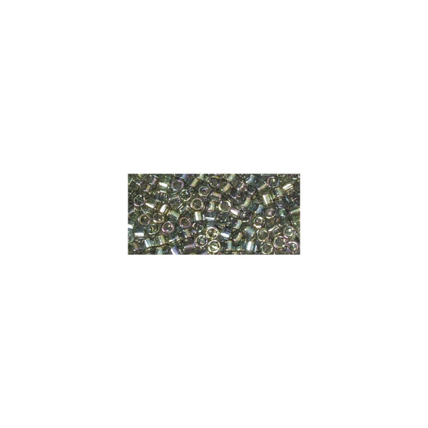 Miyuki Delica-Rocailles, 1,6mm ø, transparent Rainbow, Dose, silbergrau, 6g