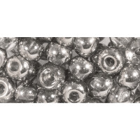 Rocailles metallic mit Grossloch, 5,5mm ø, Loch ø2mm, Dose 80Stück, silber