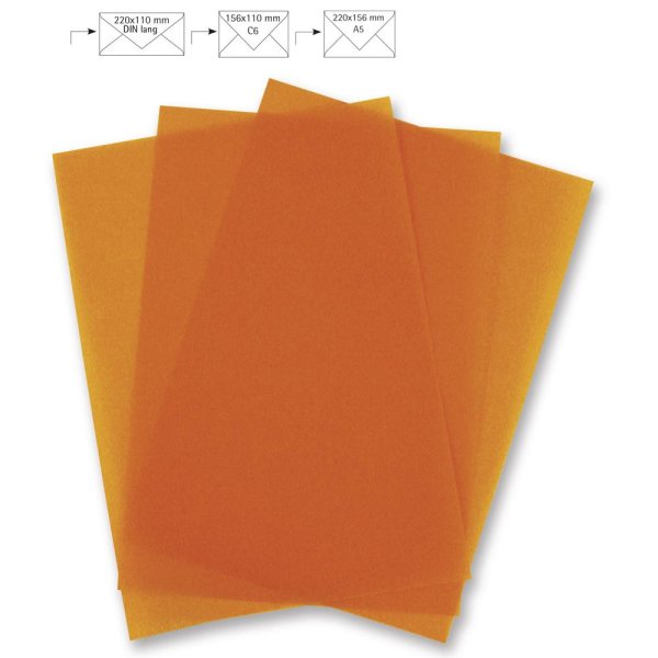 Briefbogen A4, pergament, FSC Mix Credit, 210x297mm, 100g/m2, Beutel 5Stück, mandarine