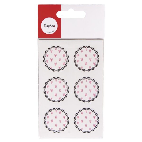 Sticker rosa Herzen, 3,5cm ø, SB-Btl 24Stück