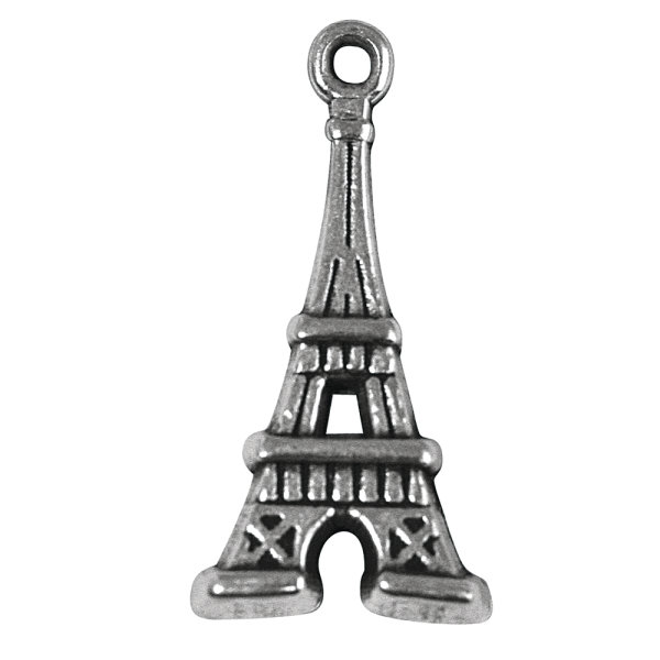 Metall- Anhänger: Eiffelturm, 19mm ø, Öse 1mm ø, SB-Btl 3Stück, altsilber