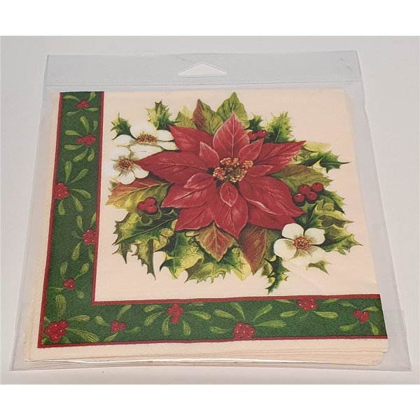 Serviette "Weihnachtsstern/ Adventsblumen" 5-er Set