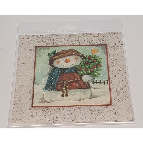 Serviette "Schneemann mit Tannlein" 1-er Set