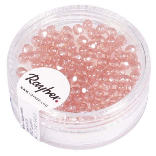 Glas Schliffperle, 3mm ø, Dose 100Stück, rosé opak