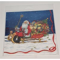 Serviette "Weihnachtsmann mit Schlitten und Rentieren" 1-er Set