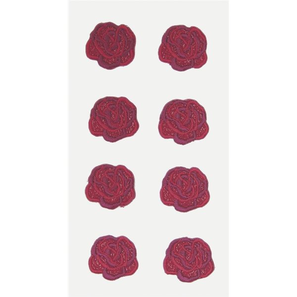 Textil-Sticker "Rosen" 7,5 x 16,5 cm rot
