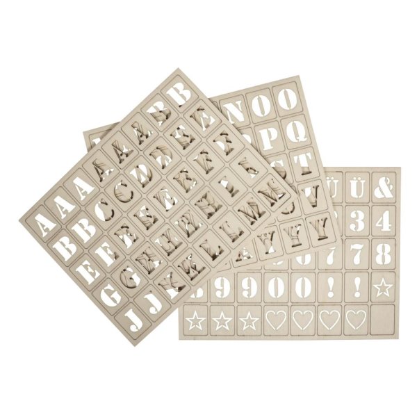 Holz Buchstaben für Letterboard,FSC 100%, 3x2,4cm, Set 120Stück, natur