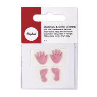 Wachsmotiv Babyfüsse- und Hände, je 1 Paar, ca. 1,5cm, SB-Btl 4Stück, babyrosa