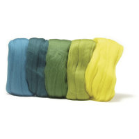 Merino-Kammzug, superfein, 18 mic, 5x10g sortiert, SB-Btl 50g, Grün-Töne
