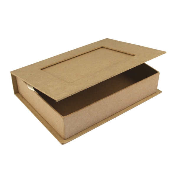 Pappmaché Buch-Box FSC Recycled 100%, 22,8x16x5cm, m. Fotorahmen