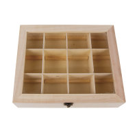 Holz-Teebox,12 Fächer, FSC Mix Credit, 28,5x23,5x7cm, Fächer je 6,5x7cm