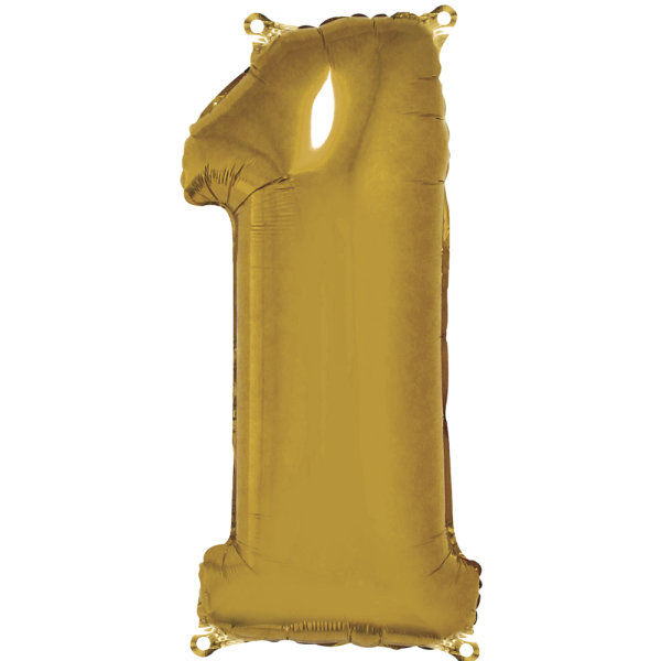Folienballon Zahl 1, 96cm, SB-Btl 1Stück, gold