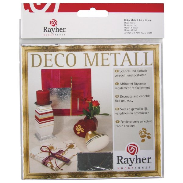 Deco-Metall, 14x14cm, SB-Btl 5Blatt, silber