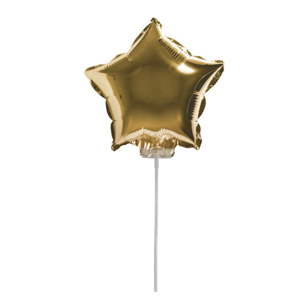Folienballon Stern zum Stecken, 28cm ø, gold, SB-Btl 1Stück