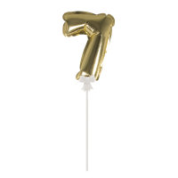 Folienballon Topper Zahl 7, gold, Ballon 13cm +Stecker...