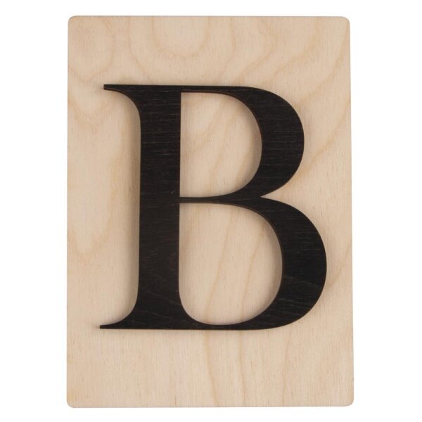 Holz Buchstabe B, FSC Mix Credit, 10,5x14,8cm, schwarz