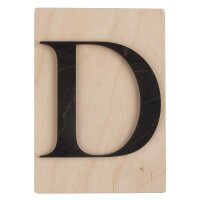 Holz Buchstabe D, FSC Mix Credit, 10,5x14,8cm, schwarz