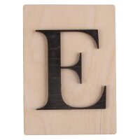 Holz Buchstabe E, FSC Mix Credit, 10,5x14,8cm, schwarz