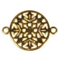 Metall-Zierelement Ornament rund, 15mm, Ösen 1mm ø, SB-Btl 1Stück, gold