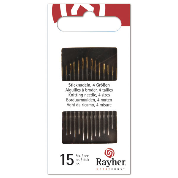 Nadeln zum Nähen und Sticken, 4 Grössen, Blister 15Stück