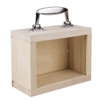 Holzkoffer +Sichtfenster, FSC Mix Credit, 18x8x13cm, inkl. silberner Griff, natur