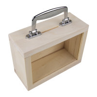 Holzkoffer +Sichtfenster, FSC Mix Credit, 18x8x13cm, inkl. silberner Griff, natur
