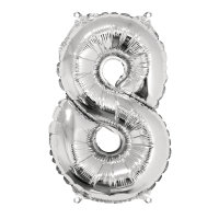 Folienballon Zahl '8', silber, 40cm, SB-Btl 1Stück