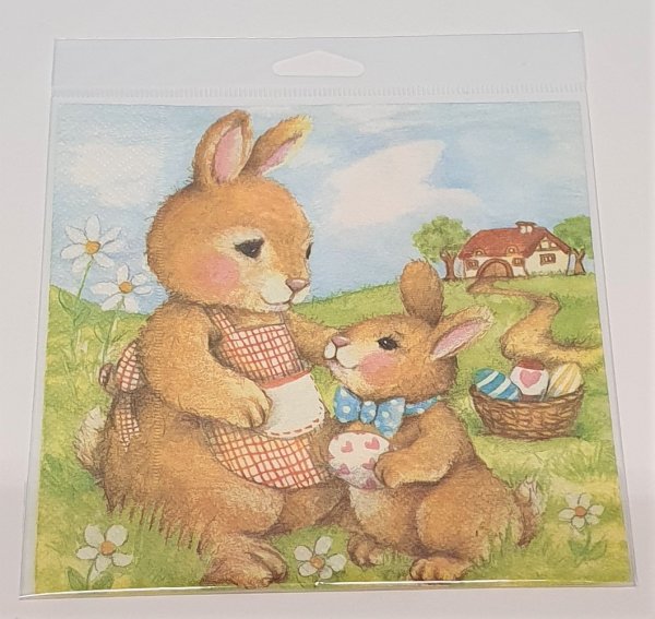 Serviette "Osterhasen auf der Wiese" 1-er Set