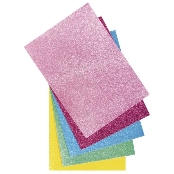 Glitzer-Filz sortiert, 21x30x0,1cm, 5 Farben, SB-Btl 5Bogen