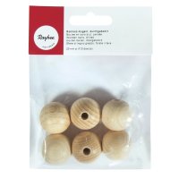 Rohholz-Kugeln, durchgebohrt, 25mm ø, 6 mm Bohrung, SB-Btl 6Stück