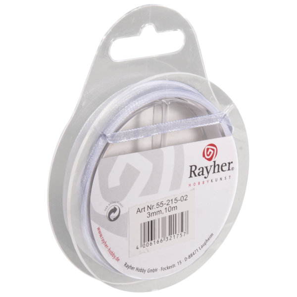 Organzaband, 3mm, SB-Rolle 10m, weiss