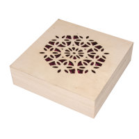Holz-Box gelasert, FSC Mix Credit, 14,5x14,5x4cm, Innenmass 13x13cm
