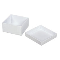 Pappmaché Boxen Set, FSC Recycled 100%, 6x6x3cm, quadratisch, SB-Btl 4Stück, weiss