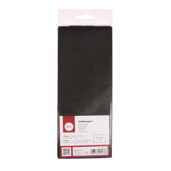 Seidenpapier, lichtecht, 50x75cm, 17g/m, farbfest, SB-Btl 5Bogen, schwarz