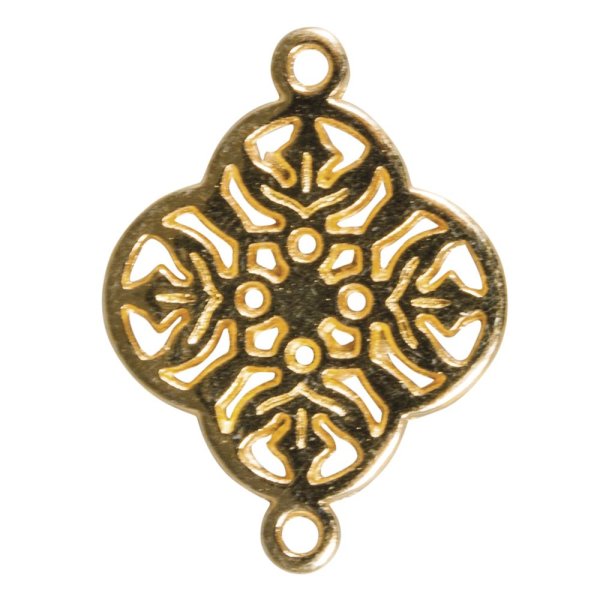 Metall-Zierelement Ornament Blume, 15mm, Ösen 1mm ø, SB-Btl 1Stück, gold