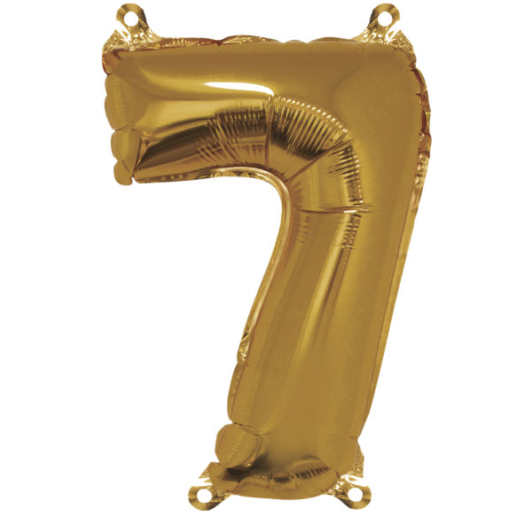 Folienballon Zahl 7, gold, 40cm, SB-Btl 1Stück