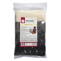 Reine Schurwolle/Vlies,meliert, 4 Farben à 25g, Grau-Töne