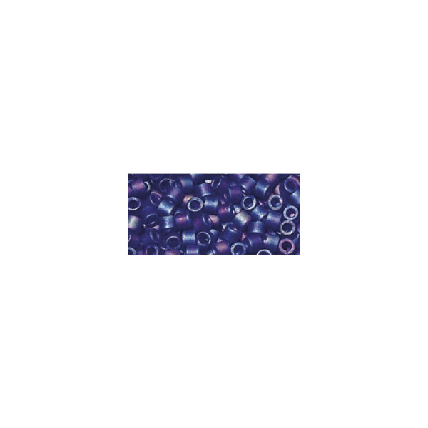 Delica-Rocailles, 2,2mm ø, transparent Rainbow matt, Dose, royalblau, 9g