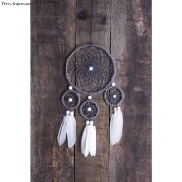 Bastelpackung: DIY Traumfänger, 17x33cm, weiss/grau, SB-Btl 1Stück