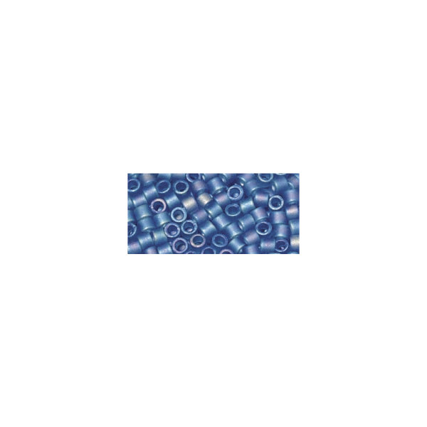 Delica-Rocailles, 2,2mm ø, transparent Rainbow matt, Dose, azurblau, 9g