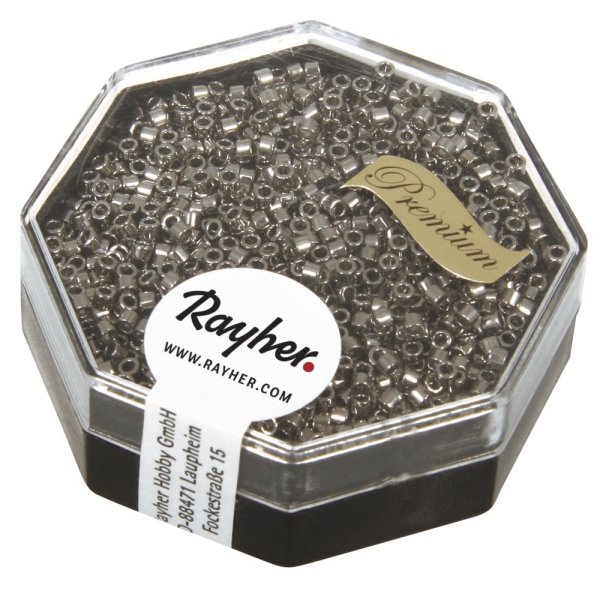 Delica-Rocailles, 1,6mm ø, metallic, Dose, stahlgrau, 4g