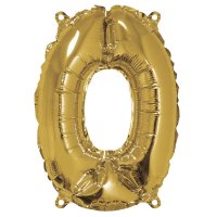 Folienballon Zahl 0, gold, 40cm, SB-Btl 1Stück