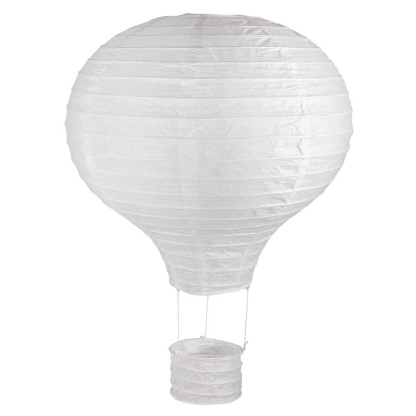 Papierlampion Heissluftballon, 30cm ø, 40cm, m. Metallgestell, Beutel 1Stück, weiss