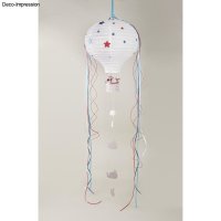 Papierlampion Heissluftballon, 30cm ø, 40cm, m. Metallgestell, Beutel 1Stück, weiss