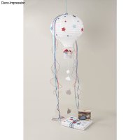 Papierlampion Heissluftballon, 30cm ø, 40cm, m. Metallgestell, Beutel 1Stück, weiss
