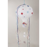 Papierlampion Heissluftballon, 30cm ø, 40cm, m. Metallgestell, Beutel 1Stück, weiss